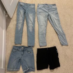 Justice lot 2 pairs of jeans, pair of jean shorts and athletic cotton shorts
